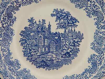 VINTAGE PIATTO FONDO CERAMICA NICE MONDOVI' BIANCO BLU COLLEZIONE SHABBY CHIC