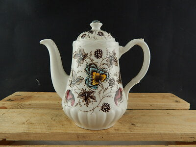 ANTICA CAFFETTIERA CERAMICA OLD CHELSEA GRINDLEY STAMPA A MANO IL GELSO LE MORE