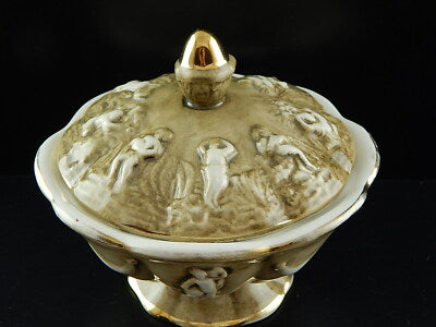 VINTAGE PREZIOSA ZUCCHERIERA PORTA BONBONS PORCELLANA MAS REGIO CAPODIMONTE