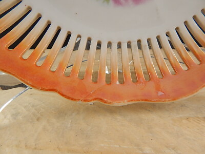 ANTICO LIBERTY 1920 SERVIZIO DESSERT 5 PIATTI TRAFORATI PORCELLANA BOEMIA UNION