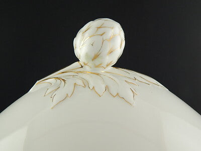 ANTICA RARA ZUPPIERA PORCELLANA VIEUX PARIGI BIANCA PROFILI VERDI E ORO FINE 800