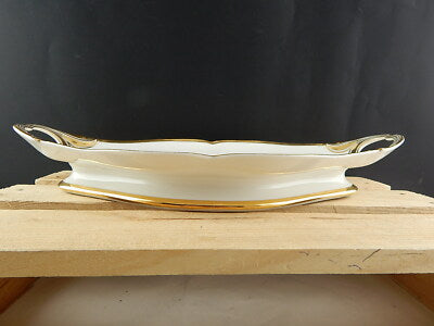 ANTICO IMPORTANTE VASSOIO CON MANICI IMPERO PORCELLANA BIANCA DECORO ORO1800