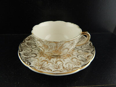 ANTICA RARA TAZZA SARREGUEMINES DIGOIN 1920 CERAMICA BIANCA ORO ZECCHINO #6559