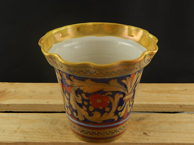 VINTAGE VASO CACHE POT MAIOLICA CERAMICA A LUSTRO RUBBOLI GUALDO TADINO