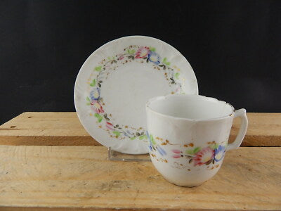 ANTICA TAZZA E PIATTO PORCELLANA IMPERO VECCHIO PARIGI DIPINTA POLICROMA #4798