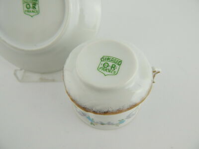 ANTICO PREZIOSO SET CAFFE' PORCELLANA LIMOGES GIRAUD DECORO MANO ORO IN RILIEVO