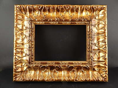 VINTAGE IMPORTANTE CORNICE IN LEGNO SCOLPITA DORATA E BRUNITA