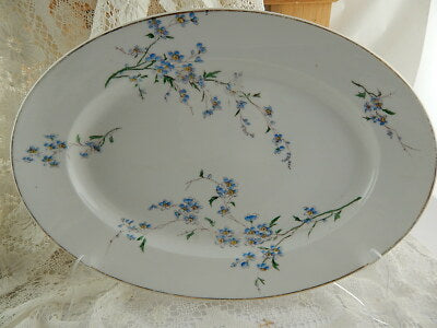 ART NOUVEAU ANTICO PIATTO OVALE VASSOIO CERAMICA RICHARD NON TI SCORDAR DI ME#