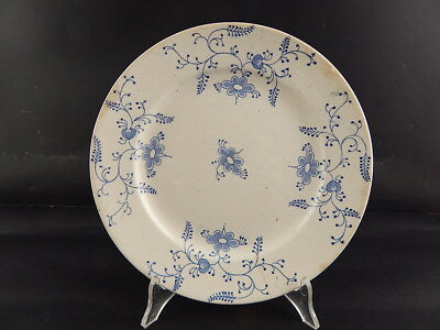 ANTICO PIATTO CERAMICA FINE 800 MANIFACTURE IMPERIALE ROYALE NIMY BLUE FLUTED #