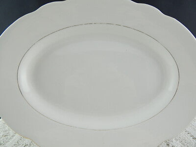 ANTICA RAVIERA VASSOIO PIATTO OVALE CERAMICA BIANCA PROFILO ORO LAVENO REVELLI