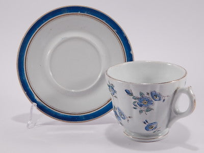 ANTICO SET COLAZIONE PIATTO TAZZA CERAMICA INGLESE ANTIQUE FAIENCE BREAKFAST SET