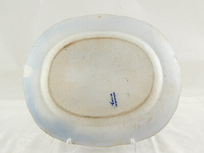 ANTICA RAVIERA VASSOIO CERAMICA RICHARD FINE 1800 AURORA FLOW BLUE DA RESTAURARE