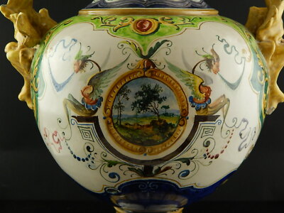 ANTICO PREZIOSO VASO CERAMICA MAIOLICA SESTO FIORENTINO RAFFAELLESCHE GROTTESCHE