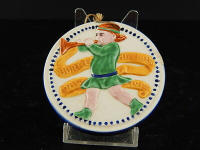 ANTICA RARA PLAQUETTE COPENHAGEN CERAMICA ALUMINIA 1912 CHILD WELFARE DAY PLATE