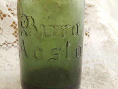 ANTICA RARA BOTTIGLIA VETRO DOPPIO SPESSORE VERDE BIRRA AOSTA PUBBLICITARIO