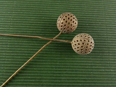 ACCESSORI ABBIGLIAMENTO ART DECO ANTICA COPPIA SPILLONI PER CAPPELLO #4918