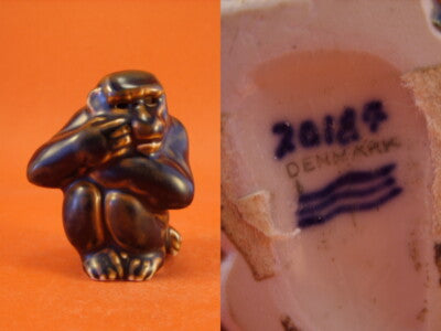 STATUINA PORCELLANA ROYAL COPENHAGEN STONEWARE "Scimmia" 20187 ORIGINALE PRIMA S