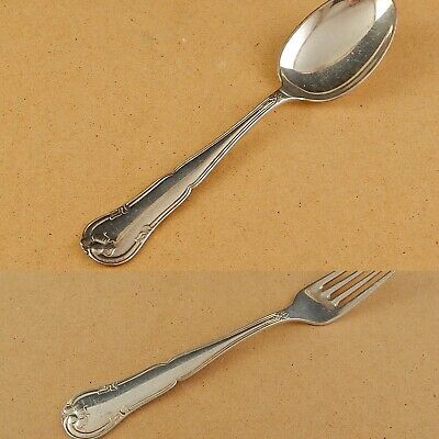 ANTICO CUCCHIAIO E FORCHETTA ART DECO PLACCATO ARGENTO 925 SILVER PLATED