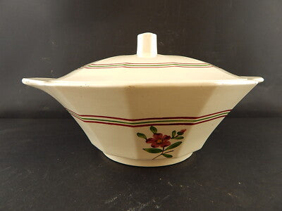 ANTICA ART DECO ZUPPIERA CENTROTAVOLA CERAMICA SARREGUEMINES DIPINTA A MANO