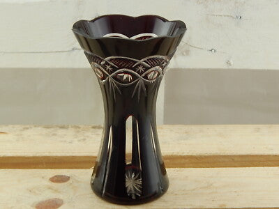 ANTICO RARO PREZIOSO VASO CRISTALLO ART DECO BOEMIA INCISO PUNTA DIAMANTE