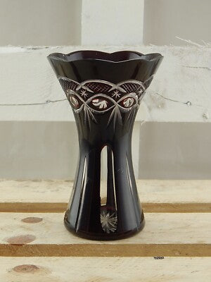 ANTICO RARO PREZIOSO VASO CRISTALLO ART DECO BOEMIA INCISO PUNTA DIAMANTE
