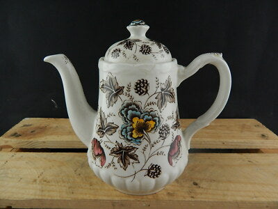 ANTICA CAFFETTIERA CERAMICA OLD CHELSEA GRINDLEY STAMPA A MANO IL GELSO LE MORE