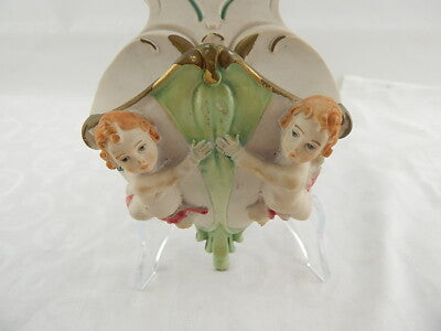 ARTE SACRA RARA PREZIOSA ACQUASANTIERA CERAMICA CAPODIMONTE DECORATA A MANO