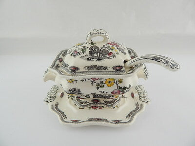 ANTICA ZUPPIERA EGOISTE MASON'S PATENT IRONSTONE CHINA MANCHU PATTERN TUREEN