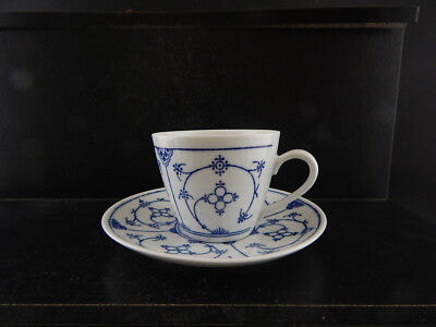 ANTICA TAZZA PORCELLANA MANIFATTURA TEDESCA KAHLA METÀ '900 BLUE FLUTED