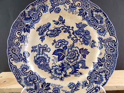 ANTICO 1930 RARO PIATTO CERAMICA RICHARD MILANO DECORO JAPON BIANCO BLU #3116