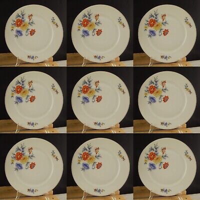 ANTICO SERVIZIO 6 PIATTI PIANI PORCELLANA FREIBERG BAVARIA BOUQUET FIORI ESTIVI