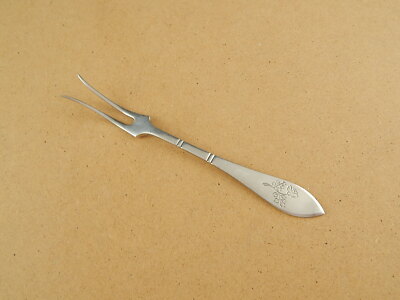 ANTICA ART DECO PICCOLA FORCHETTA PER ANTIPASTI SILVER PLATED BAGNO ARGENTO
