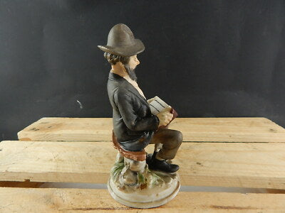 ANTICA STATUINA CERAMICA MARCHIO CAPODIMONTE N BLU CORONATA