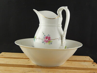 ANTICO 1800 ART NOUVEAU CATINO BROCCA PORCELLANA GINORI DOCCIA GHIRLANDA ROSE