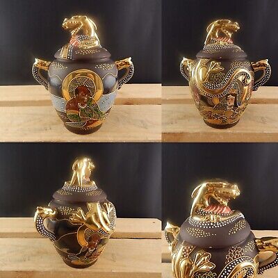 ANTIQUARIATO ORIENTALE 1920 CERAMICA GIAPPONE SATSUMA SHIMAZU CREST POTICHE