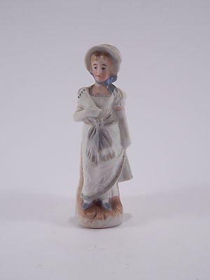 ANTICA STATUINA DAMINA IN BISCUIT INGLESE DA COLLEZIONE PORCELAIN FIGURINE