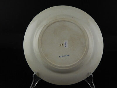 ANTICO RARO PIATTO CERAMICA POTTERY WEDGWOOD ETRUSCAN META' 800 BIANCO BLU