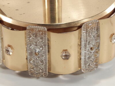 MODERNARIATO RARO LAMPADARIO OTTONE CRISTALLO DESIGNER C. FAGERLUND ORREFORS