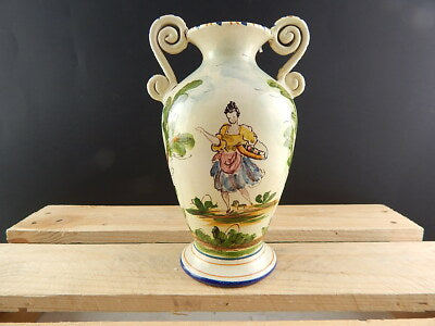 ANTICO 1920 RARO VASO BIANSATO POLICROMO CERAMICA MAIOLICA ALBISOLA FENICE #