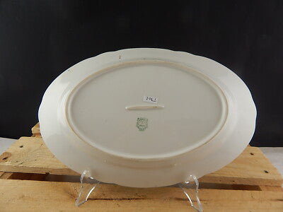 ANTICO ART DECO VERBANO LAVENO PIATTO OVALE VASSOIO PORCELLANA DECORO ARGENTO #