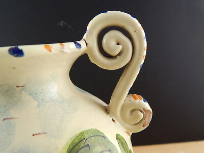 ANTICO 1920 RARO VASO BIANSATO POLICROMO CERAMICA MAIOLICA ALBISOLA FENICE #