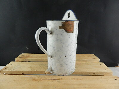 ANTICO CONTENITORE GRADUATO PARETE LATTA METALLO SMALTATO SHABBY CHIC