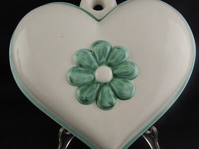 VINTAGE RARA FORMELLA CERAMICA DESIGNER LENE THUN CUORE VERDE VECCHIA THUN