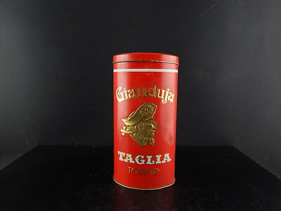 VINTAGE SCATOLA LATTA ROSSA CIOCCOLATINI GIANDUIOTTI TAGLIA TORINO COLLEZIONE