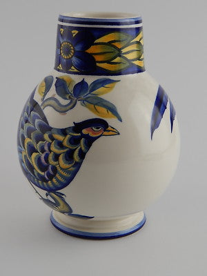 ROYAL COPENHAGEN PORCELLANA VASO BLUE PHEASANT DESIGNER C. JOACHIM DIPINTO MANO