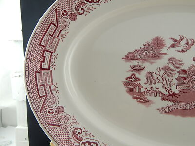 ANTICO GRANDE VASSOIO 1930 CERAMICA INGLESE DECORO WILLOW GIBSON&SONS BURSLEM