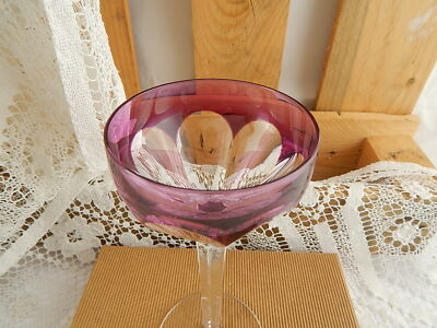 BICCHIERE CALICE CRISTALLO OSRAM COLORATO SFACCETTATO PORPORA VAL SAINT LAMBERT