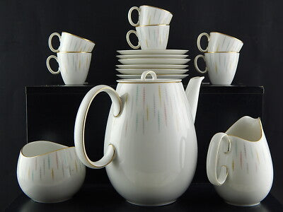 VINTAGE SERVIZIO DA CAFFÈ ROSENTHAL THOMAS PREZIOSA PORCELLANA PROFILO ORO