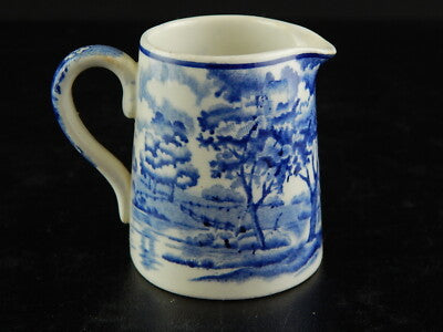 ANTICO SET LATTIERA ZUCCHERIERA ENOCH WOODS & SONS CERAMICA BLU ENGLISH SCENERY