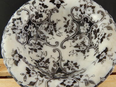 ANTICO ART NOUVEAU CATINO O CENTROTAVOLA CERAMICA BIANCA STAMPA A MANO FLOREALE